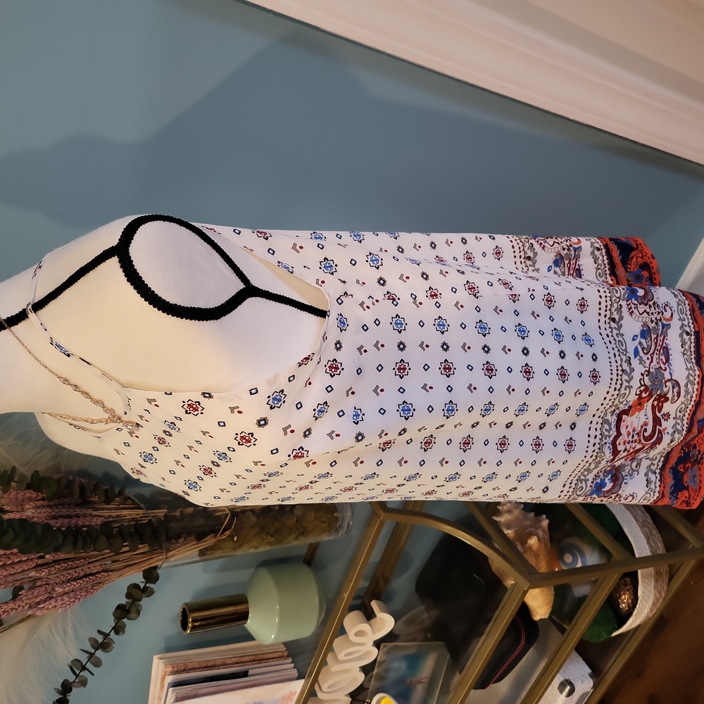 Shein Midi Geometric White Dress - Picture 4 of 8